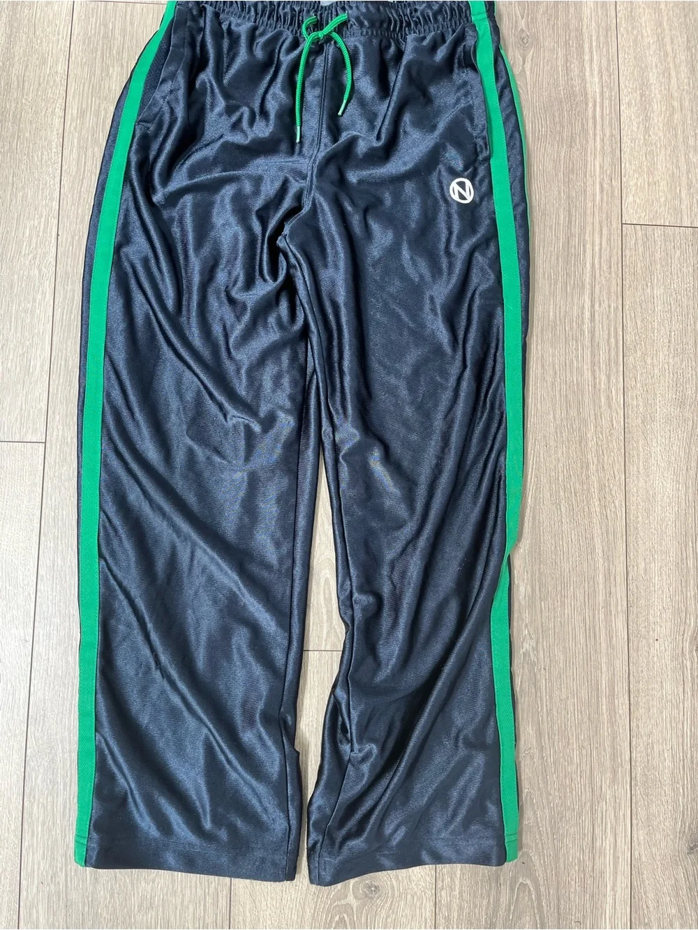 Old Navy Black Sweatpants with Green Side Stripes